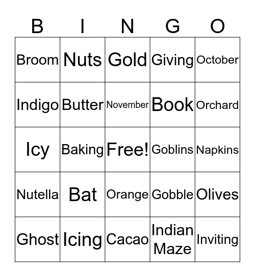Fall Bingo  Bingo Card