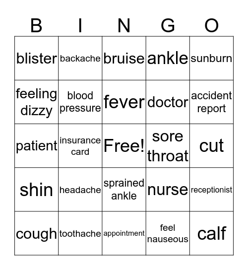 Be Healthy! Bingo Card