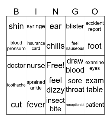 Be Healthy! Bingo Card