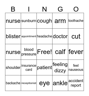Be Healthy! Bingo Card