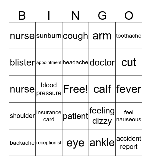 Be Healthy! Bingo Card