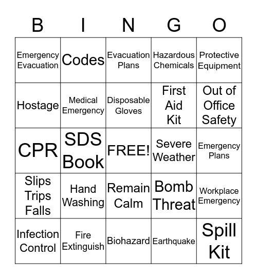 Health and Safety Officer Training Bingo Card