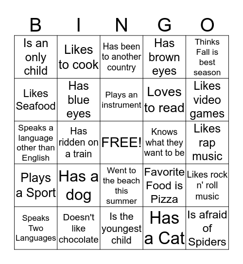 Mr. Greene's AA Bingo Game Bingo Card