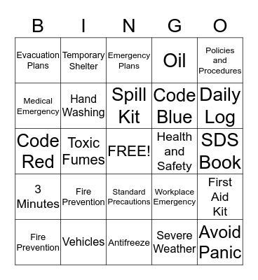 Health and Safety Officer Training Bingo Card