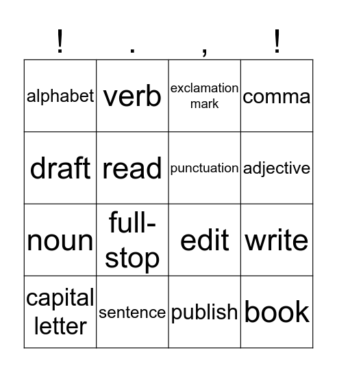 Literacy Bingo Card