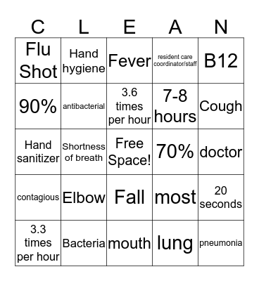 BOO TO THE FLU Bingo Card