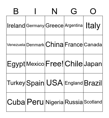 Globola Bingo Card