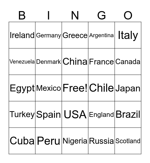 Globola Bingo Card