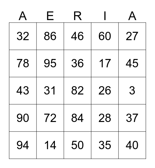 Halloween Bingo Card