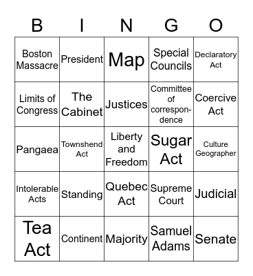 Social Studies Bingo Card