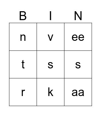 letters Bingo Card