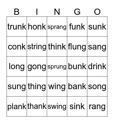 Level 2 welded sounds Bingo Card