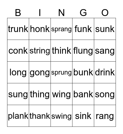 Level 2 welded sounds Bingo Card