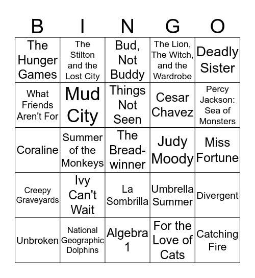 2nd Period Reading Bingo Card