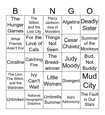 2nd Period Reading Bingo Card