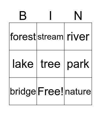 Parks Bingo Card