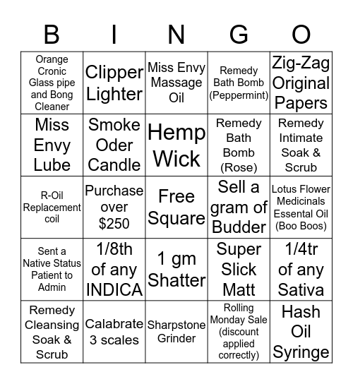 Bingo Bliss - 11nd October 2017 Bingo Card