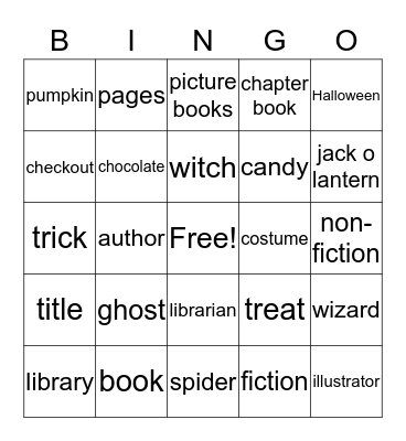 Halloween Library Bingo Card