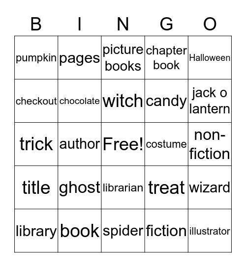 Halloween Library Bingo Card