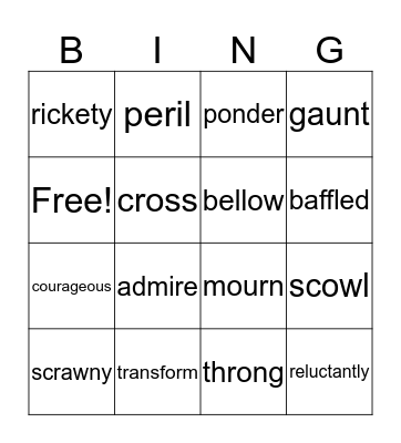 Vocabulary Bingo Card