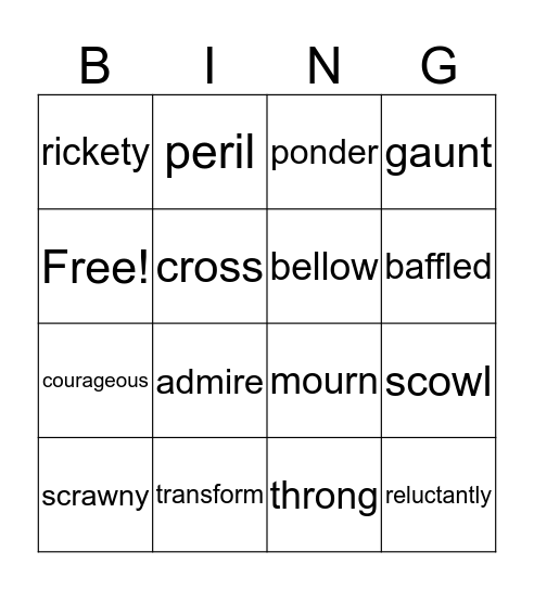 Vocabulary Bingo Card