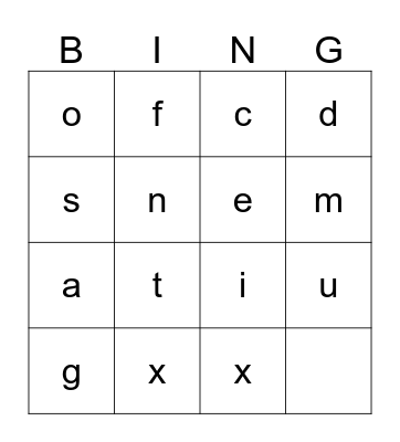 Alphabet Bingo Card