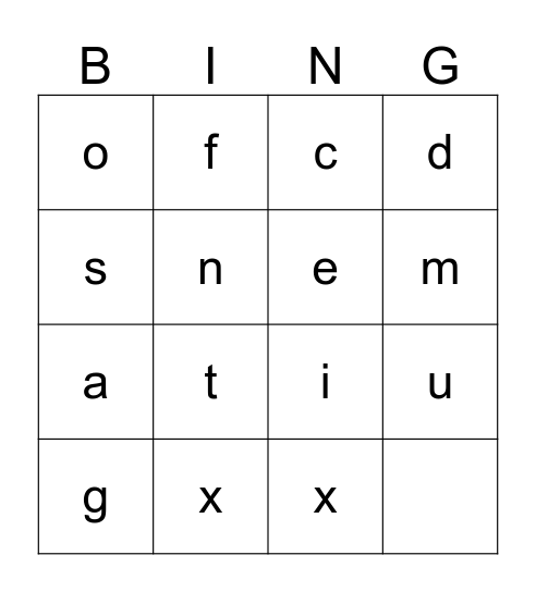Alphabet Bingo Card