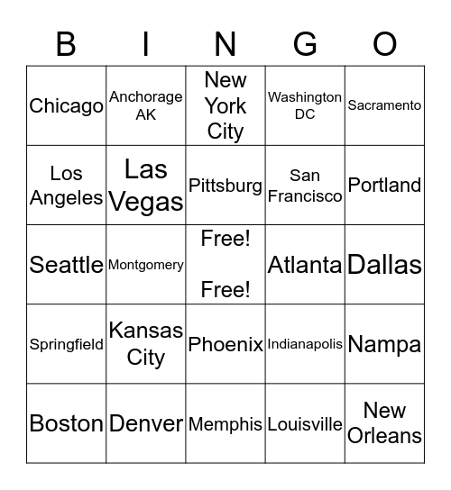 America Bingo Card