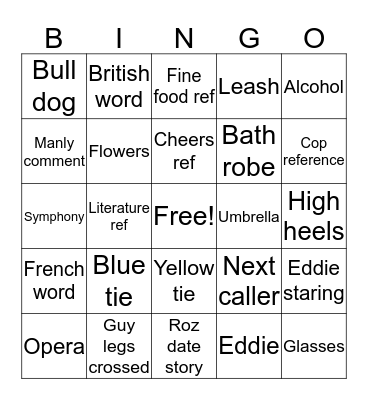 Fraiser Bingo Card