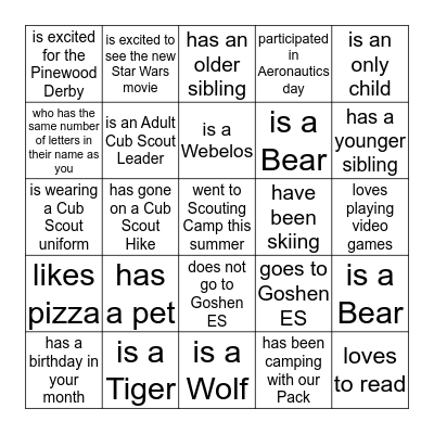 Find someone who....... Bingo Card