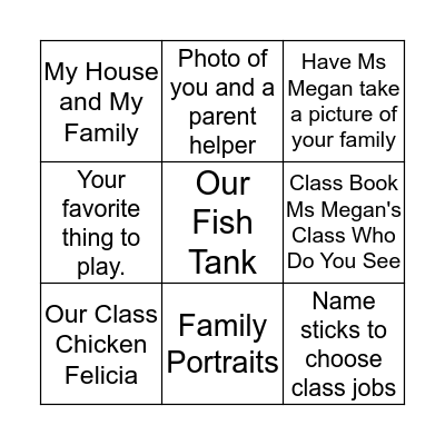 Open House Bingo Card