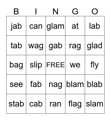Word Review 2 Bingo Card