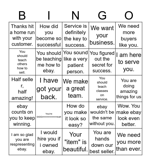 EBAY NCSAT BINGO Card
