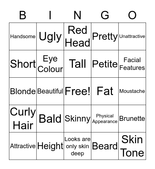 Describing People - Appearance Bingo Card