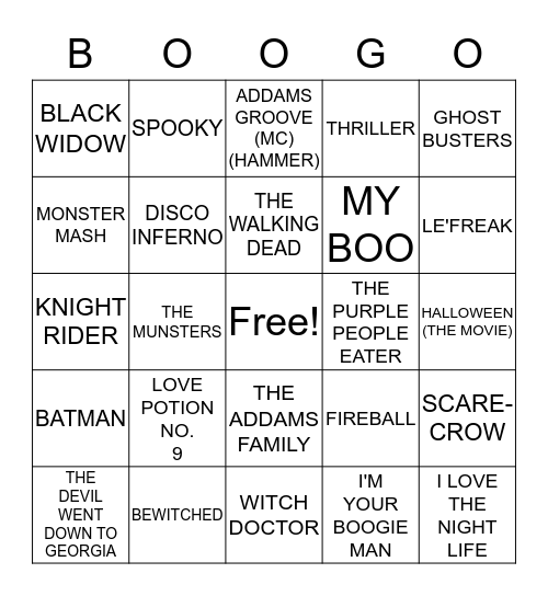BOO-GO Bingo Card