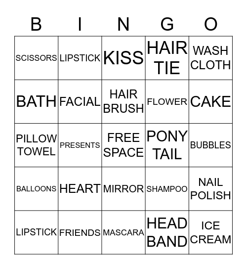 SPA GIRL BINGO!!!! Bingo Card