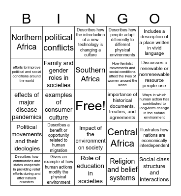 Current Events-Africa Bingo Card