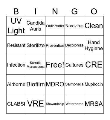 Infection Prevention Week Bingo! Bingo Card