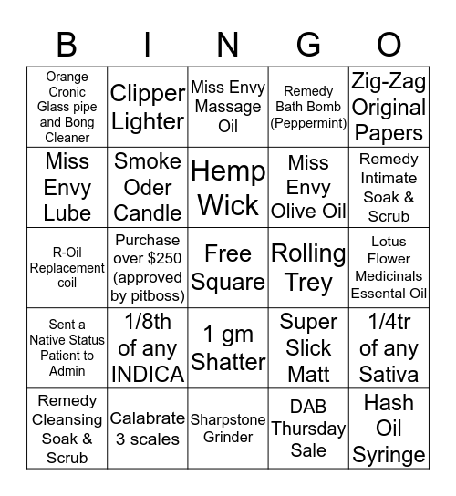 Bingo - Bliss - 12th October 2017 Bingo Card