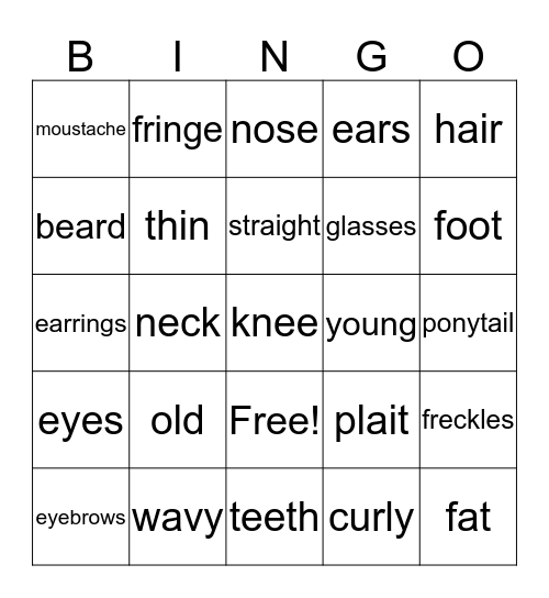 Words we know! Bingo Card