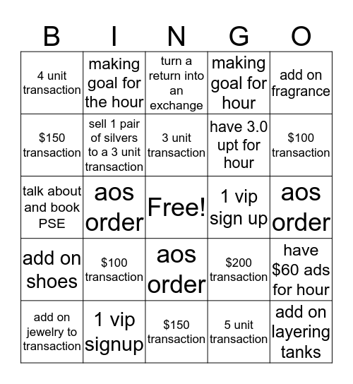 maurices bingo Card
