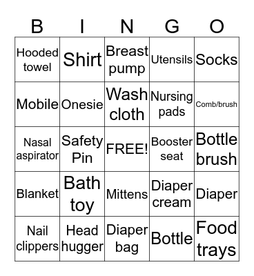 Baby Bingo Card