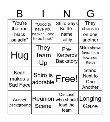 Sheith Season 4 Bingo Card
