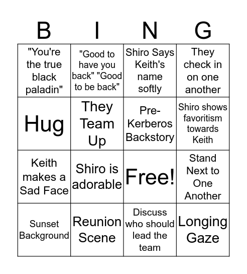 Sheith Season 4 Bingo Card