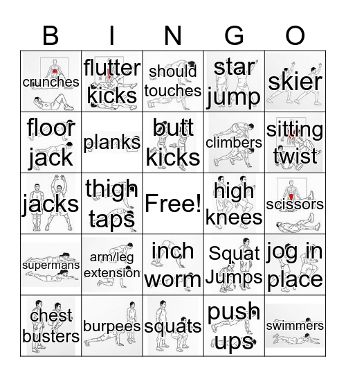 Fitness Bingo Card