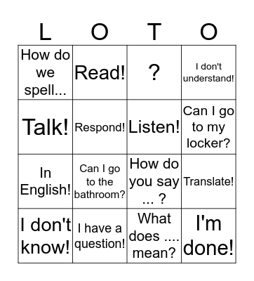 En français! Bingo Card