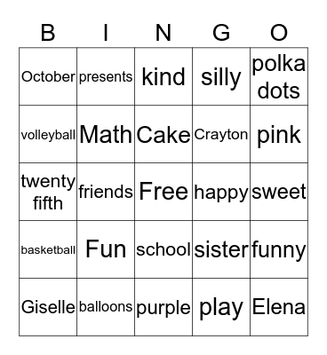 Guess Who Bingo Card