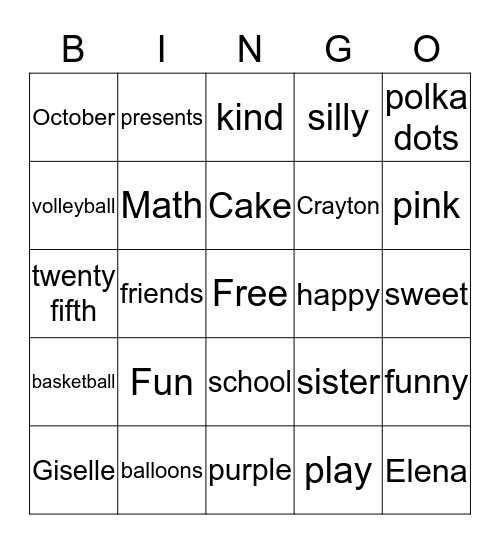 Guess Who Bingo Card