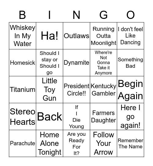 Outlaw Music October 2017 Bingo Card