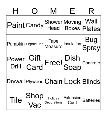 CAM Bingo  Bingo Card